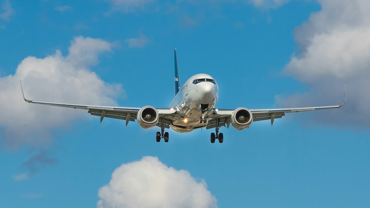 A passenger aircraft in flight